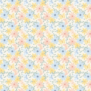 Pastel Florals and Butterflies Cream Small