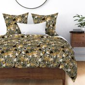 Mushrooms and Birds Earth Tones Nature Cottagecore Medium Size Pillow Bedding