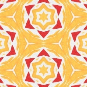 Yellow and Red Star Watercolor Print