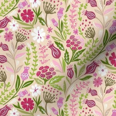 pretty pink tint spring floral small scale