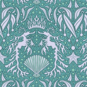 Royal Sea Dragon Damask // teal