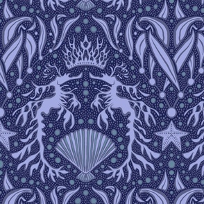 Royal Sea Dragon Damask // blue