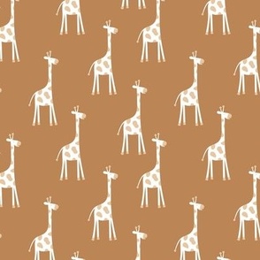 Giraffe friends - Sweet minimalist style giraffes toy kids nursery design beige white on burnt orange camel