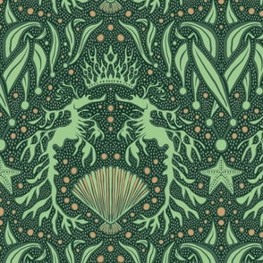 Royal Sea Dragon Damask // green