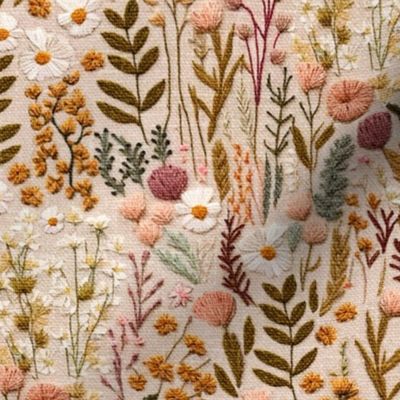 Wildflower Meadow Floral Embroidery Sampler - Large Scale