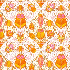 Doodlebug Ogee in orange and pink 70s palette
