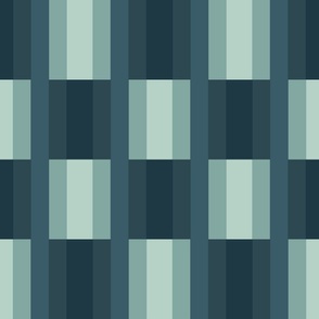 SQUARES AND STRIPES DELIGHT - TEAL, LARGE SCALE