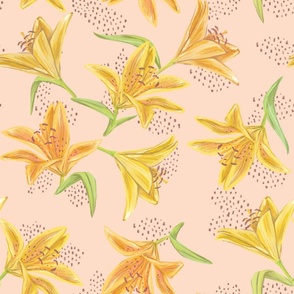 Yellow Lilies in Peach Fuzz