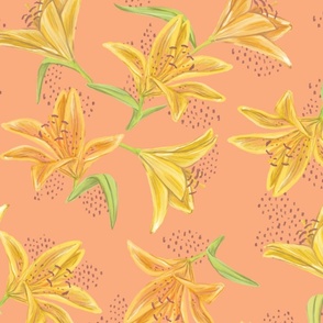 Yellow Lilly Flowers in Coral
