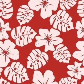 Red and White hibiscus flowers