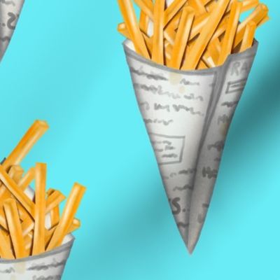French fries- blue background 