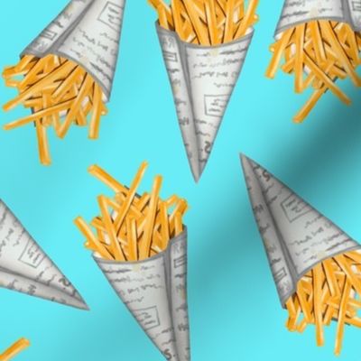 French fries- blue background 