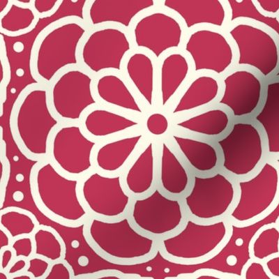 Mandala Floral Viva Magenta Cream Boho Bohemian Moroccan Geometric Abstract Art 8