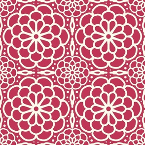 Mandala Floral Viva Magenta Cream Boho Bohemian Moroccan Geometric Abstract Art 8