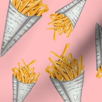 French fries- pink background 