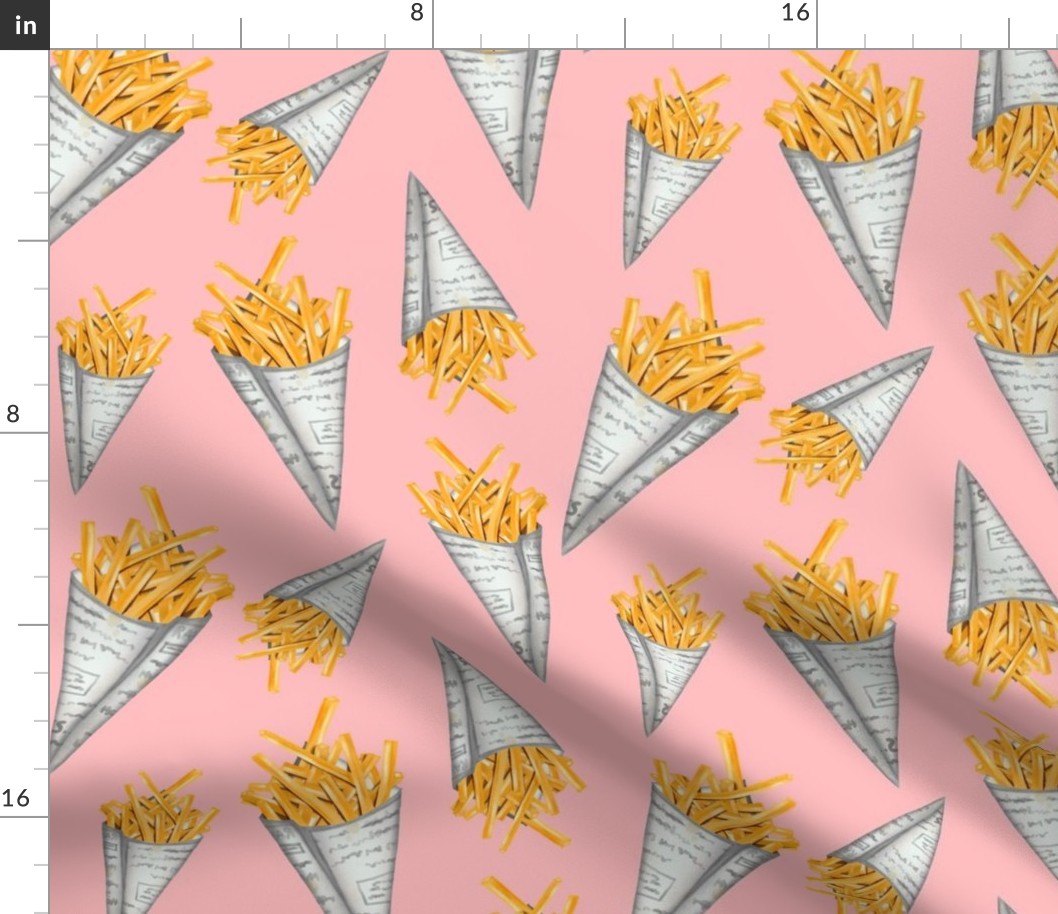 French fries- pink background 