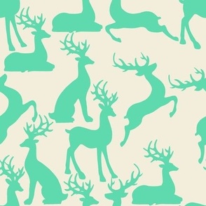 Aqua green reindeer for preppy christmas table and wallpaper