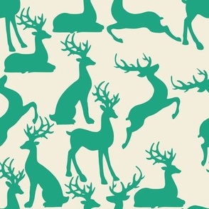 Jade green reindeer for preppy christmas table and wallpaper