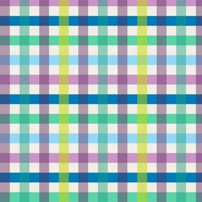 Bright preppy summer plaid in neon lime, lilac, cobalt blue and purple