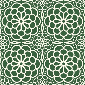 Mandala Floral Hunter Green Cream Boho Bohemian Moroccan Geometric Abstract Art 8
