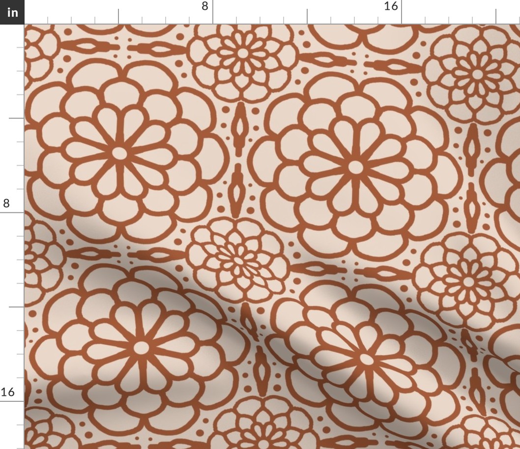 Mandala Floral Rust Orange Cream Boho Bohemian Moroccan Geometric Abstract Art 8