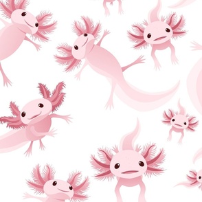 Pink Axolotls on White - XL