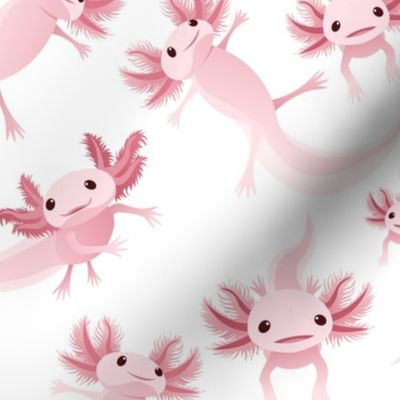 Pink Axolotls on White - Large