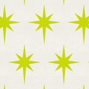 Preppy neon lime green stars on cream background for Christmas