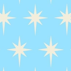 Preppy white stars on light blue background for Christmas
