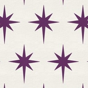 Preppy purple stars on cream background for Christmas