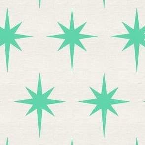 Preppy aqua green stars on cream background for Christmas