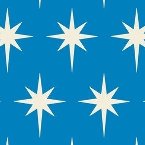 Preppy white stars on cobalt blue background for Christmas