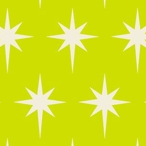 Preppy white stars on neon lime background for Christmas