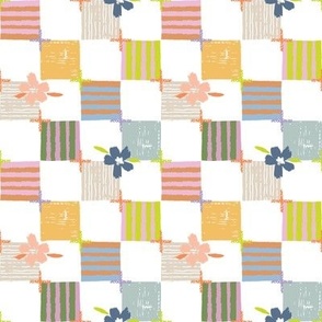 Picnic Season - blanket patchwork checkerboard and floral - Small