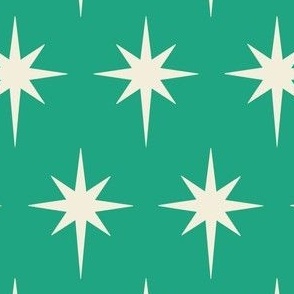 Preppy white stars on jade green background for Christmas