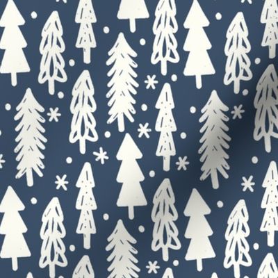 Boho Christmas Trees . Classic Blue