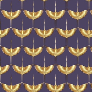 Shimmering Gold Art Deco Heron on Royal Purple - Coordinate