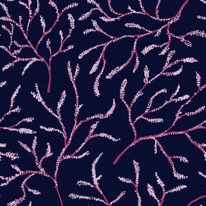 Budding Tree - Navy with magenta & pink