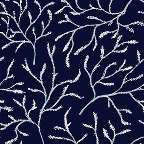 Budding Tree - Navy with mint & white