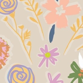 Picnic Season -  Pretty Blooms - Chalk Grey - Small
