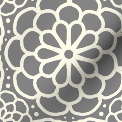 Floral Mandala Gray Cream Boho Bohemian Moroccan 8