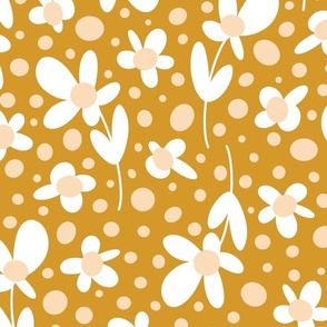 Ditsy Daisy Dots - Goldenrod - Large Scale
