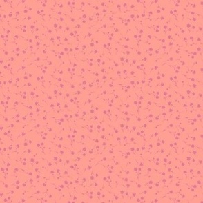 Floral sprigs pink on peachy-pink