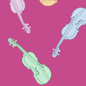 Large Violins (on mulberry pink)