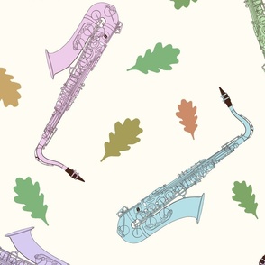 Large Saxophones with oak leaves