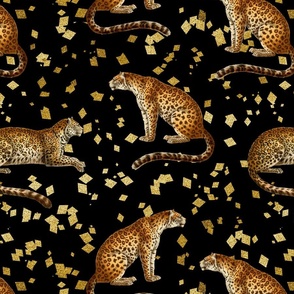 Cheetah Exotic Animal Wildlife Pattern Black And Gold