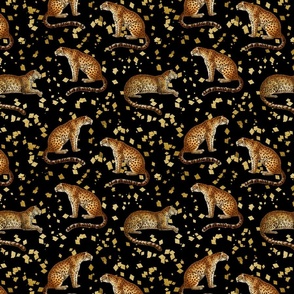 Cheetah Exotic Animal Wildlife Pattern Black And Gold Smaller Scale