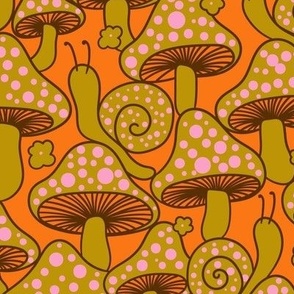 Polka-dotted 'shrooms - orange and green 