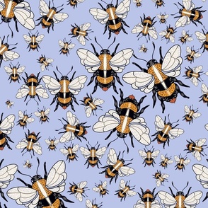 Bees on light blue - large