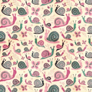 snail convention - dusky pink _ green